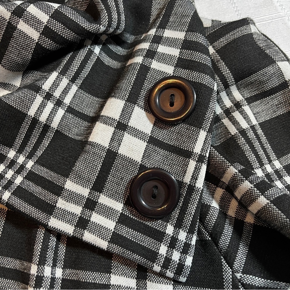Chris & Carol Black & White Plaid Dress High Collar w/ Button Detail Women's M - Picture 6 of 6